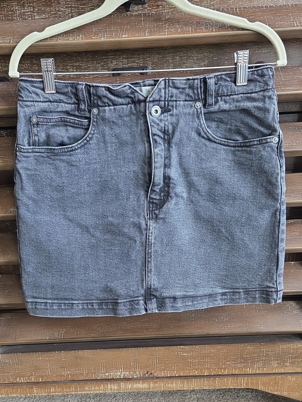 WE THE FREE PEOPLE Jean Skirt, Distressed Black Stretch Denim, Size 31, LNWOT